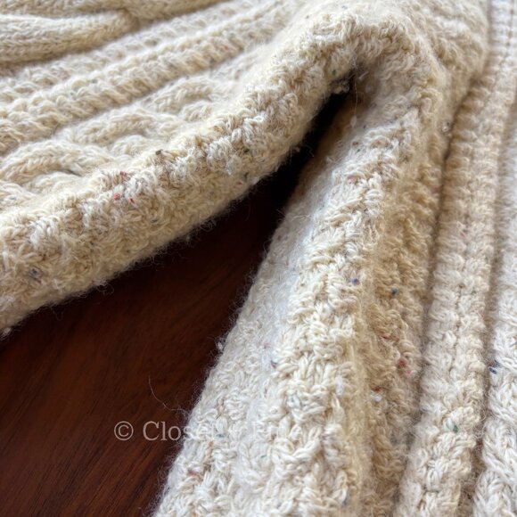 Doen Cardiff Cardigan Size XS Speckled Cream Alpaca Wool Chunky Knit Sweater - Picture 6 of 16